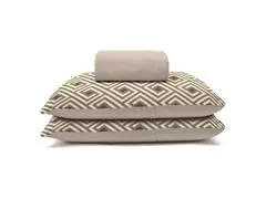 Jogo Cama King Basic Rolinho Est.Denis Bege 3pc