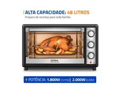 Forno Elétrico Mondial Family Grill 48L Preto/Inox 1800W 110V - 1