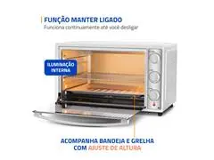 Forno Elétrico Mondial Family Grill 60L Branco/Inox 1800W 110V - 5
