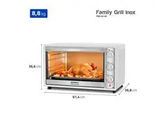 Forno Elétrico Mondial Family Grill 60L Branco/Inox 1800W 110V - 7