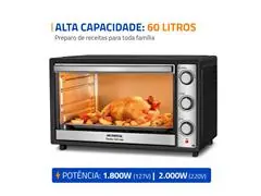 Forno Elétrico Mondial Family Grill 60L Preto/Inox 2000W 220V - 1