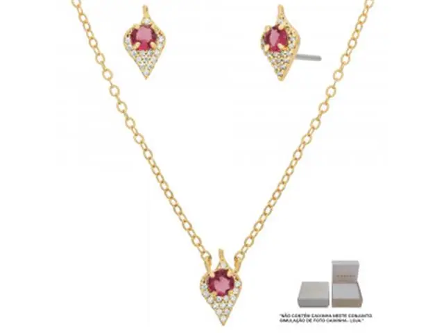 Conjunto Morana zircônias cadeado dourado 40cm + 5cm