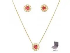 Conjunto Morana com zircônias dourado 40cm + 5cm - 0
