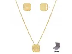 Conjunto trabalhado Morana veneziana dourado 40cm + 5cm