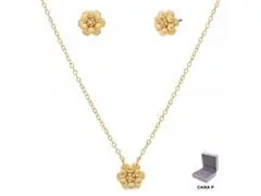 Conjunto flor Morana cadeado dourado 35cm + 5cm - 0