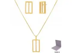 Conjunto vazado Morana veneziana dourado 40cm + 5cm