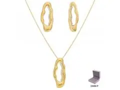 Conjunto longo Morana zircônias veneziana dourado