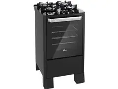 Fogão de Piso Fischer 4 Bc FIT LINE Gás Trempe IRON Bivolt Preto - 1