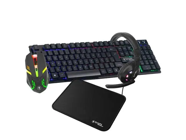 Combo Gamer BRIGHT Lumen 4 em 1 com Fio Preto