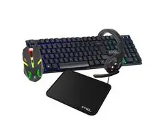 Combo Gamer BRIGHT Lumen 4 em 1 com Fio Preto