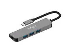 Hub USB-C BRIGHT com 3 Portas USB 3.0 e Hdmi 4K - 0