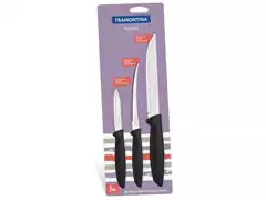 JG  DE FACAS TRAMONTINA INOX 3 PCS PLENUS PRETO