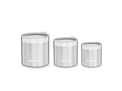 Conjunto de Potes para Armazenar Tramontina Cucina Inox 3 Peças - 0