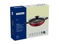 Panela Wok Tramontina Antiaderente com Tampa de Vidro Vermelha Ø 28CM - 3