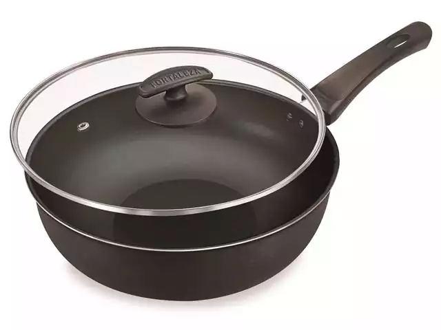 Frigideira Fortaleza Wok Black com Tampa de Vidro 28"