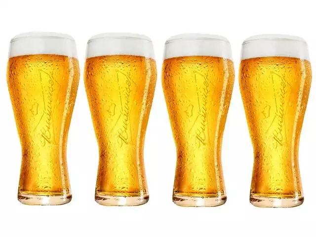 Jogo de Copos de Vidro para Cerveja Budweiser 4 Unidades de 400ML