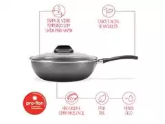 Panela Wok Brinox Garlic com Tampa de Vidro Ø24cm 2,3 Litros Grafite - 1