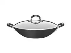 Panela Wok Tramontina Mônaco Antiaderente Preto e Tampa de Vidro 32CM - 0