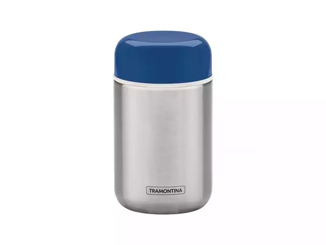 Pote Térmico Tramontina em Aço Inox com Tampa Azul 400ML