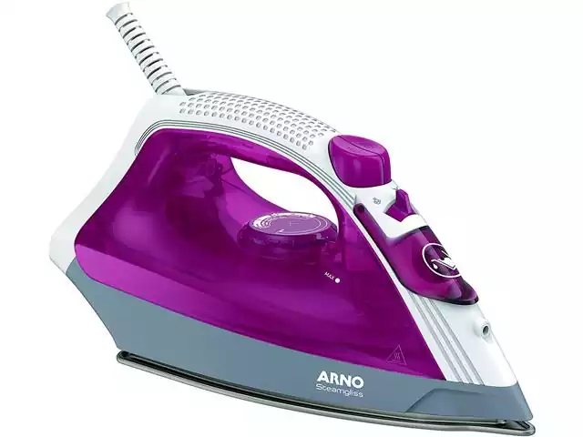 Ferro a Vapor Elétrico Arno Steamgliss Base Cerâmica Rosa