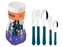 Faqueiro Tramontina Leme Lâminas em Aço Inox e Cabos Azul 20 Peças - 1