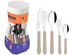 Faqueiro Tramontina Leme Lâminas em Aço Inox e Cabos Cinza 20 Peças - 3