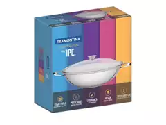 Panela Wok Tramontina Ventura em Inox com Tampa de Vidro Ø 34 cm - 1