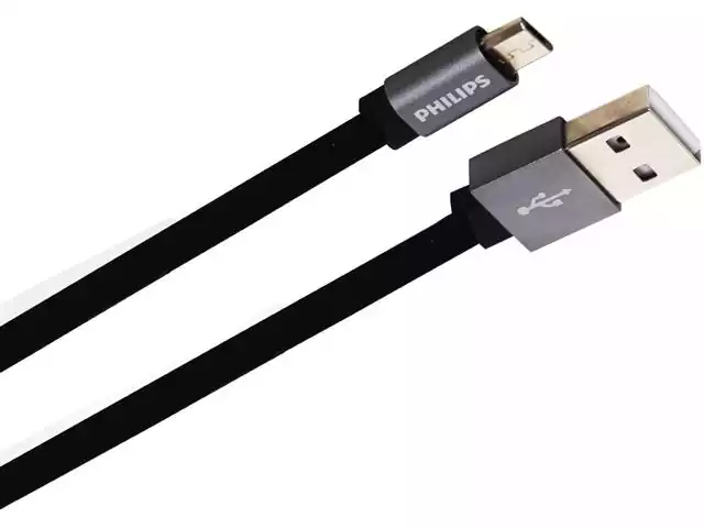 Cabo com Conector Philips Tipo USB para Micro USB Premium Preto 120CM