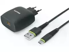 Kit Philips Carregador Super Rápido Qc3.0 + Cabo Micro USB