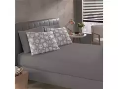 Jogo de Cama King Buettner em Malha Gabriela Cinza 3 Peças