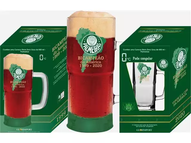 Caneca de Chopp Zero Grau Palmeiras Bicampeão das Américas 355ML