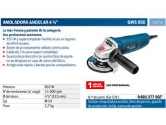 Miniesmeriladora/Amoladora Angular  GWS 850 Bosch - 2