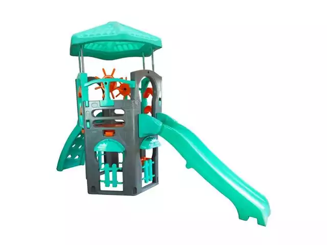 Playground Blue Spring Freso com Escorregador Infantil com Telhadinho