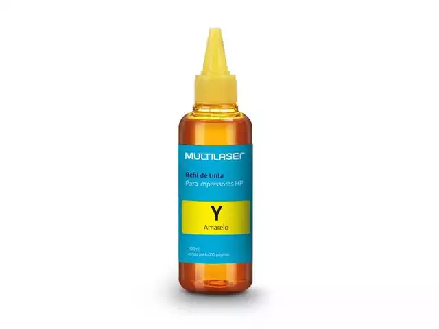 Refil de Tinta Multilaser Para Impressoras Hp 100ML Amarelo RF004