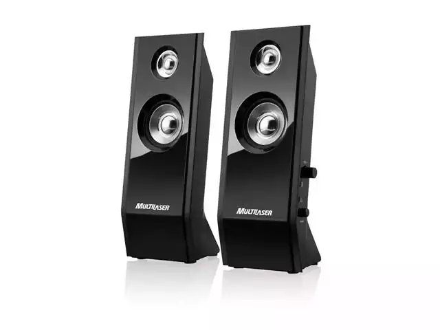Caixa de Som Multilaser  2.0 8W Rms Shadow Black Piano USB SP091
