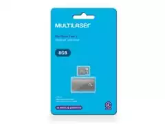 Pen Drive 2 em 1 Leitor USB + Cartão de Memória 8GB Multilaser MC161 - 1