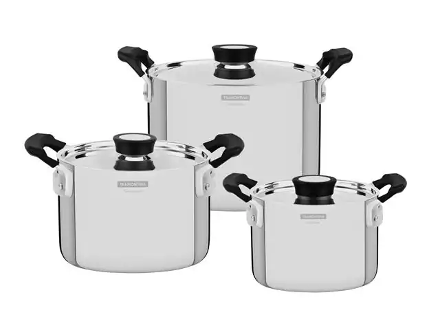 Jogo de Panelas Tramontina Grano Compact em Aço Inox 3 Peças