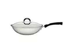 Panela Wok Tramontina Solar Silicone em Aço Inox Tampa de Vidro 28CM - 0