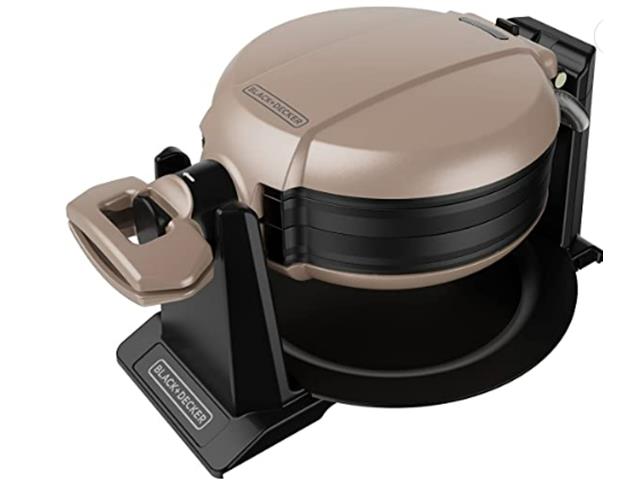 Wafflera Black+Decker 1200W giratoria 2 waffles a la vez Negro/rosa