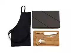 Kit para Churrasco em Bambu com Garfo 4 Dentes e Avental Welf 5 Peças - 3