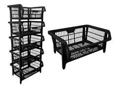 Cesto Expositor Presto Empilhável 5 Unidades 57x28x42cm Preto - 4