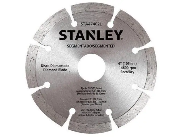 Disco Diamantado 4" Stanley 105mm Uso Serra Mármore Segmentado