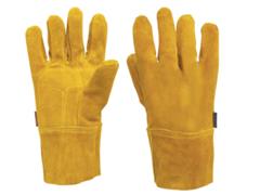 Guantes de carnaza Truper cortos 9cm Unitalla color Amarillo